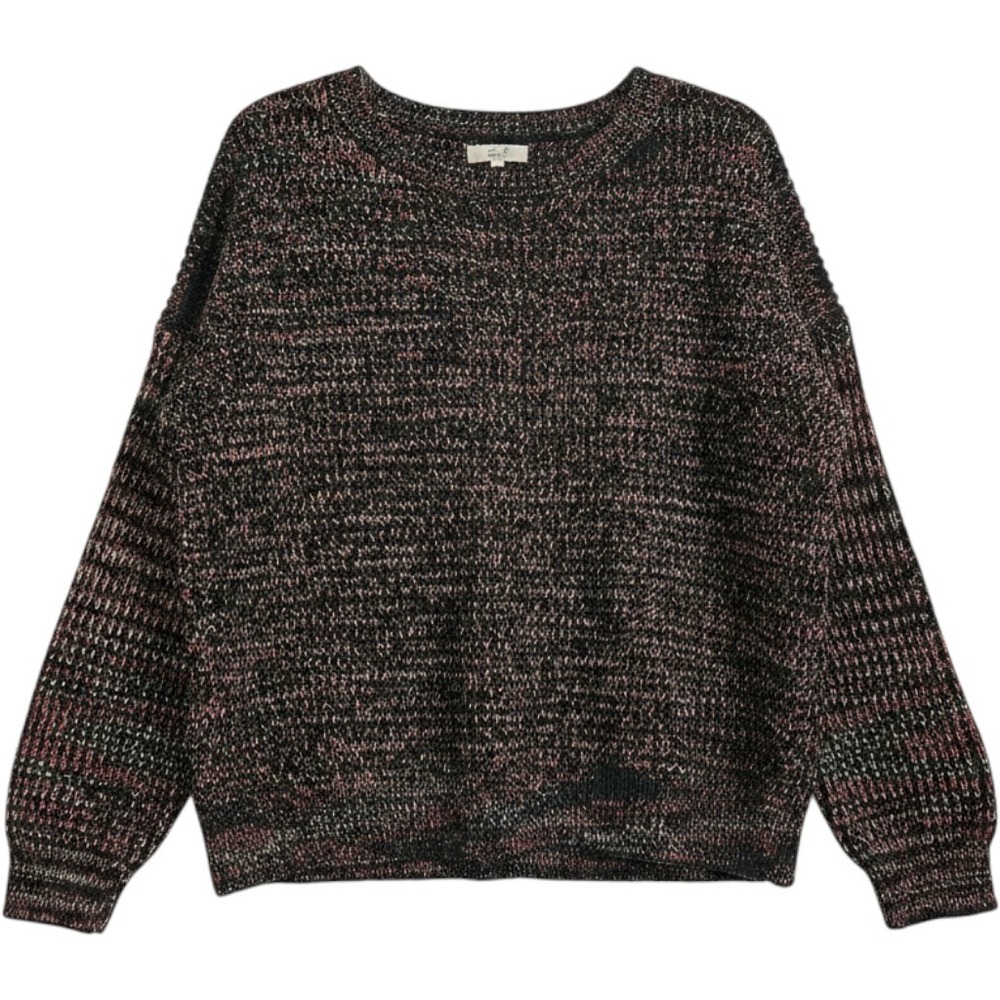 Easel Sweater Womens S Multi Color Space Dye‎ Knit Oversized Crewneck Pullover